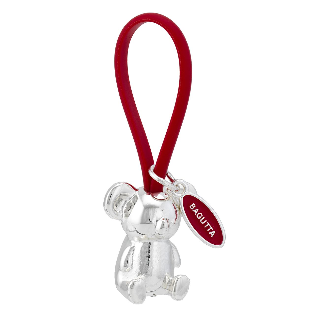 PORTACHIAVI KOALA ARGENTATO GANCIO IN SILICONE ROSSO